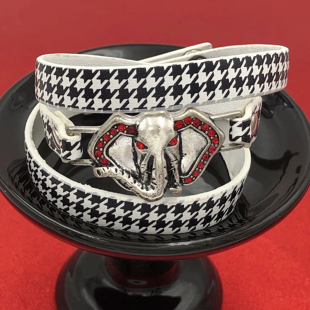 Houndstooth Elephant Wrap Bracelet